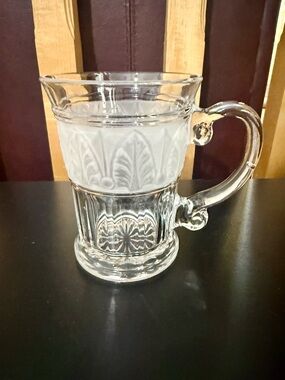 Vintage Crystal Clear Industries Athens Mug - Frosted Acanthus Leaf - Japan